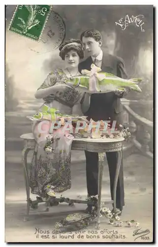 Cartes postales Fantaisie Paques Poisson Femme 1er Avril