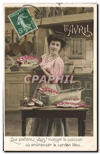 Cartes postales Fantaisie Paques Poisson Femme 1er Avril