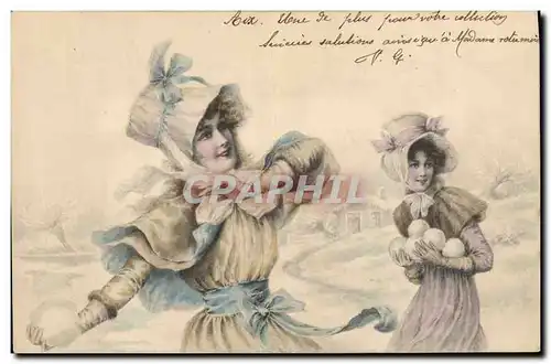 Cartes postales Fantaisie Illustrateur Femmes Boules de neige