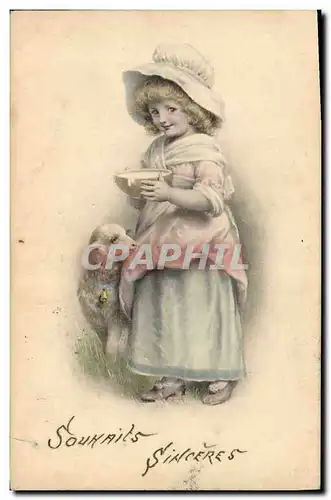 Cartes postales Fantaisie Illustrateur Enfant Agneau Mouton