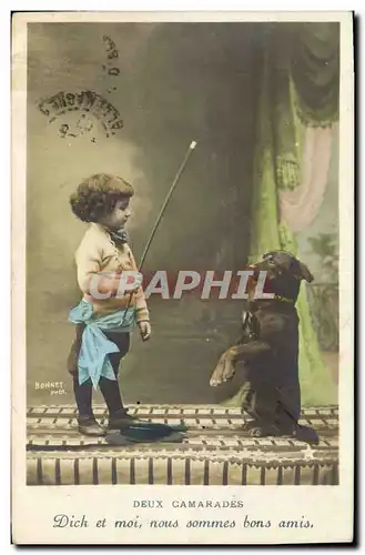 Vintage Postcard Dog Dogs Child Two comrades�