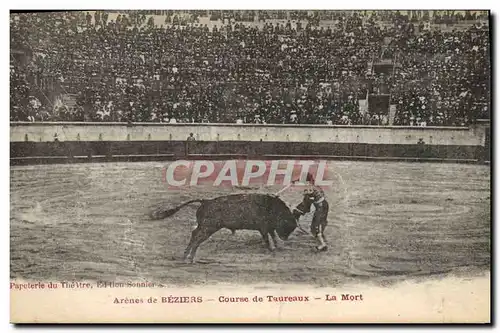 Ansichtskarte AK Corrida Taureau Arenes de Beziers Course de taureaux La mort