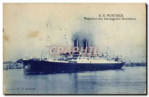 Cartes postales Bateau Paquebot des Messsageries Maritimes SS Porthos