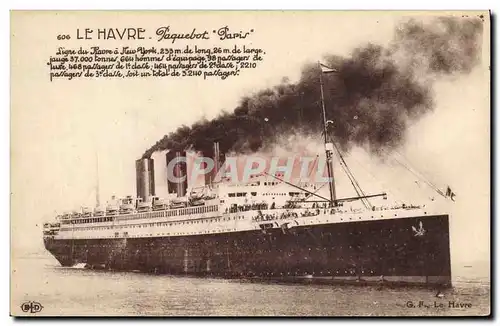 Cartes postales Bateau Paquebot Paris Le Havre