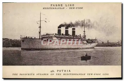 Cartes postales Bateau Paquebot Fabre Line SS Patria New York