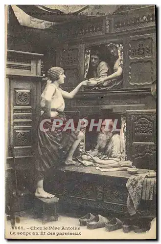 Cartes postales Folklore Chez le Pere Antoine La soupe au lit des paresseux Lit clos