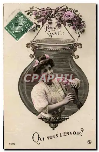 Cartes postales Fantaisie Femme Poisson Avril