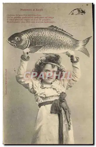 Ansichtskarte AK Fantaisie Enfant Poisson d&#39Avril