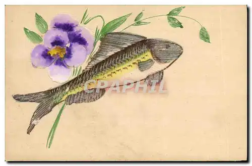 Cartes postales Fantaisie Poisson Fleurs