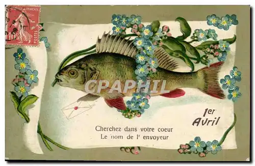 Ansichtskarte AK Fantaisie Poisson 1er Avril Fleurs