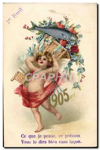 Cartes postales Fantaisie Enfant Poisson 1er Avril
