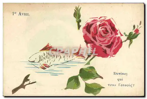 Cartes postales Fantaisie Poisson 1er Avril Fleurs