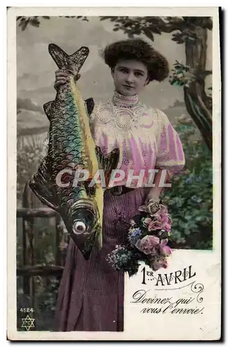 Cartes postales Fantaisie Femme 1er Avril Poisson