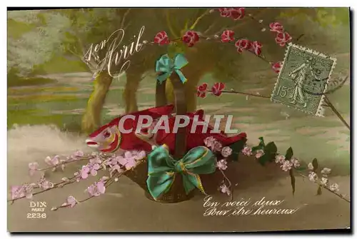 Cartes postales Fantaisie Poissons 1er Avril