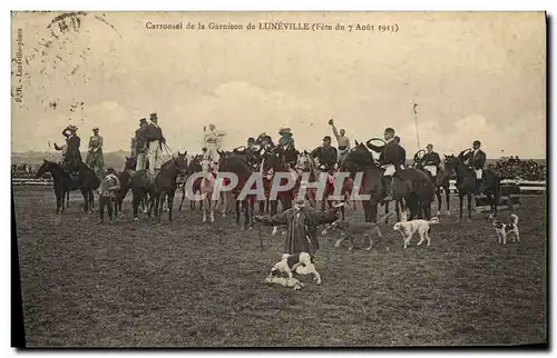 Cartes postales Chasse Chien Chiens Carrousel de la garnison de Luneville Fete du 7 aout 1913 Chasse a courre TO