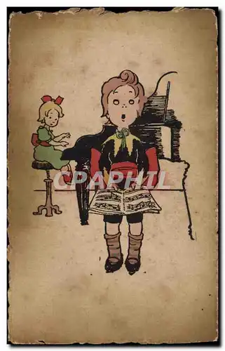 Cartes postales Fantaisie Enfants Piano