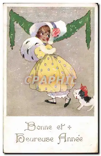 Cartes postales Fantaisie Femme Bonne et heureuse annee Chien