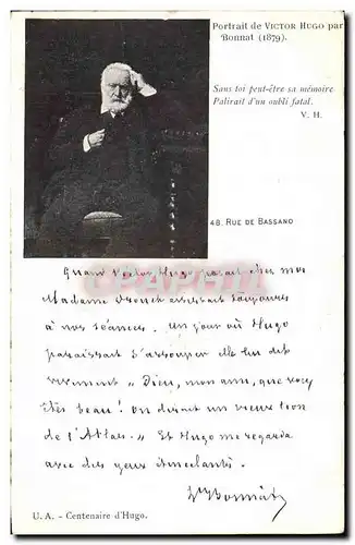 Cartes postales Victor Hugo Portrait par Bonnat Rue de Bassano