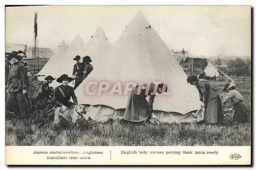 Ansichtskarte AK Dames ambulancieres anglaises installant leur tente Militaria Infirmiere