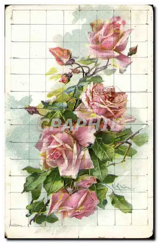 Cartes postales Fantaisie Illlustrateur Fleurs