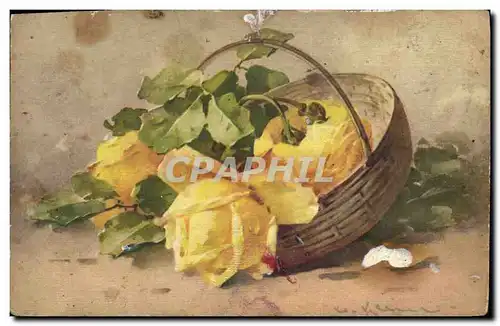 Cartes postales Fantaisie Illlustrateur Fleurs