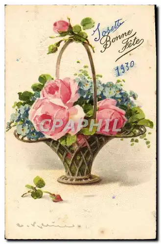 Cartes postales Fantaisie Illlustrateur Fleurs