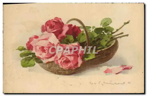 Cartes postales Fantaisie Illlustrateur Fleurs