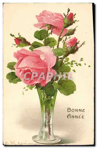 Cartes postales Fantaisie Illlustrateur Fleurs