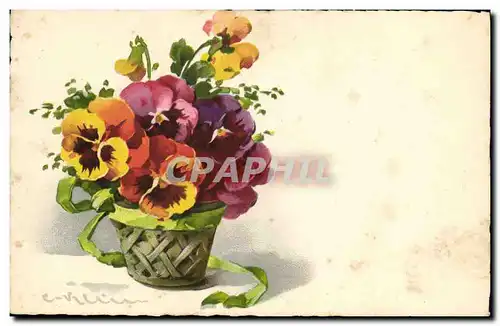 Cartes postales Fantaisie Illlustrateur Fleurs