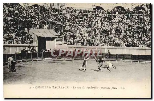 Cartes postales Corrida Course de taureaux La pose de banderilles premiere phase