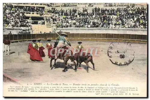 Ansichtskarte AK Corrida Course de taureaux Nimes la corrida de Toros Premier tercio ou premiere phase de la corr