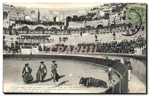 Ansichtskarte AK Corrida Course de taureaux Nimes La corrida de Toros Epilogue