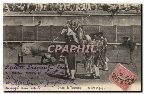 Ansichtskarte AK Corrida Course de taureaux Une bonne pique