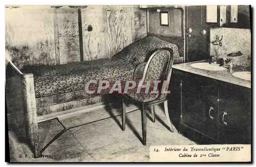 Cartes postales Bateau Paquebot Interieur du Transatlantique Paris Cabine de 1ere classe