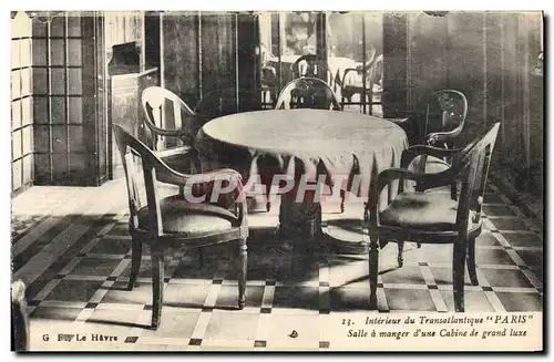 Ansichtskarte AK Bateau Paquebot Interieur du Transatlantique Paris Salle a manger d&#39une cabine de grand luxe