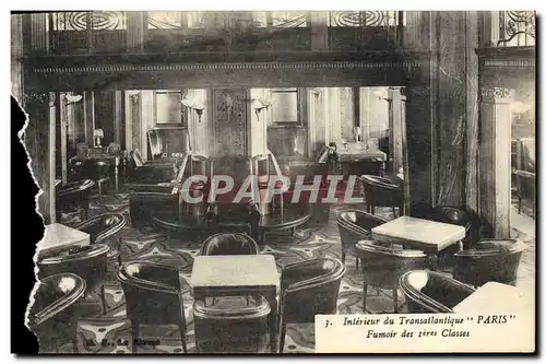 Cartes postales Bateau Paquebot Interieur du Transatlantique Paris Fumoir des 1eres classes