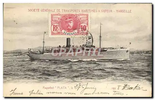 Cartes postales Bateau Paquebot Plata Senegal Marseille