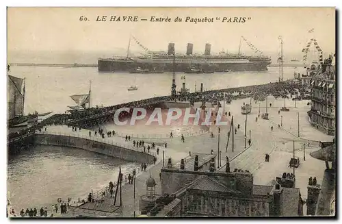 Cartes postales Bateau Paquebot Le Havre Entree du paquebot Paris