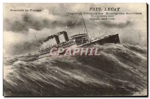 Cartes postales Bateau Paquebot Paul Lecat Paquebot Francais des Messageries Maritimes par grosse mer