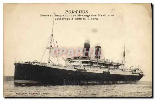 Cartes postales Bateau Paquebot des Messageries Maritimes Telegraphie sans fil Porthos