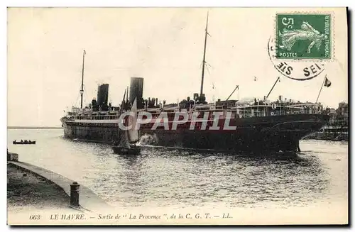 Cartes postales Bateau Paquebot Le Havre Sortie de La Provence de la CGT
