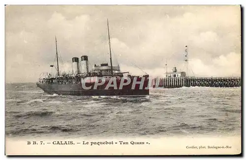 Cartes postales Bateau Paquebot The Queen Calais