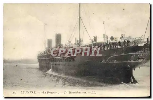 Cartes postales Bateau Paquebot Le Havre La Provence Cie Transatlantique
