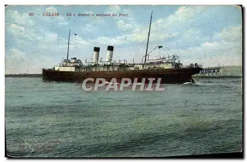 Ansichtskarte AK Bateau Paquebot Calais La Queen sortant du port
