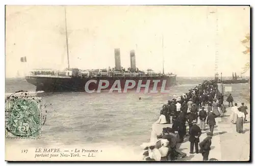 Cartes postales Bateau Paquebot La Provence partant pour New York