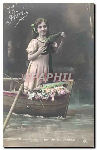 Cartes postales Fantaisie Paques Poisson Enfant