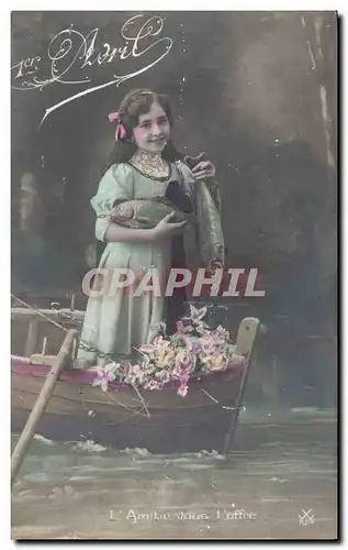 Cartes postales Fantaisie Paques Poisson Enfant