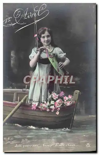 Cartes postales Fantaisie Paques Poisson Enfant