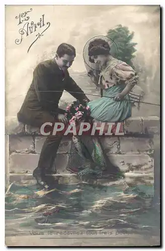 Cartes postales Fantaisie Paques Poisson Femme