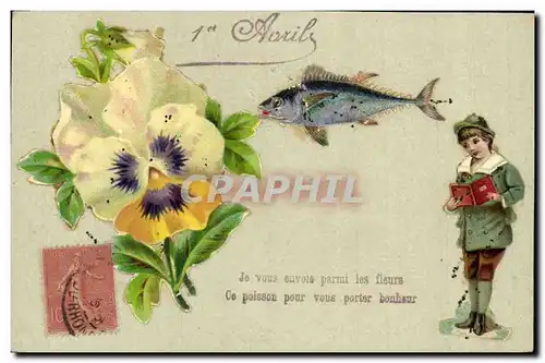 Cartes postales Fantaisie Paques Poisson Enfant
